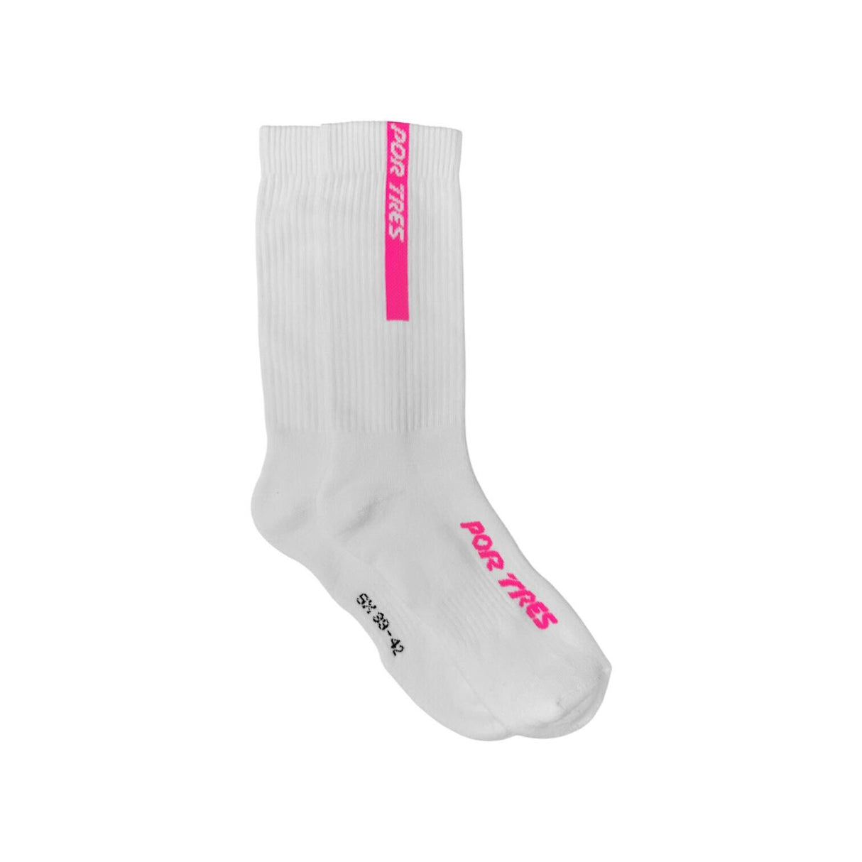 Calze lunghe Bianche con Logo Fucsia 100% Cotone