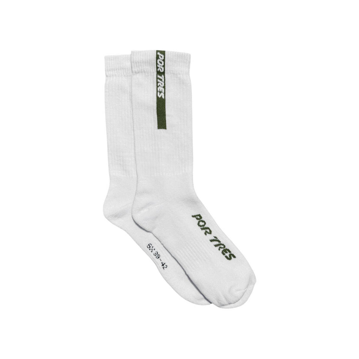 Calze lunghe Bianche con Logo Verde 100% Cotone