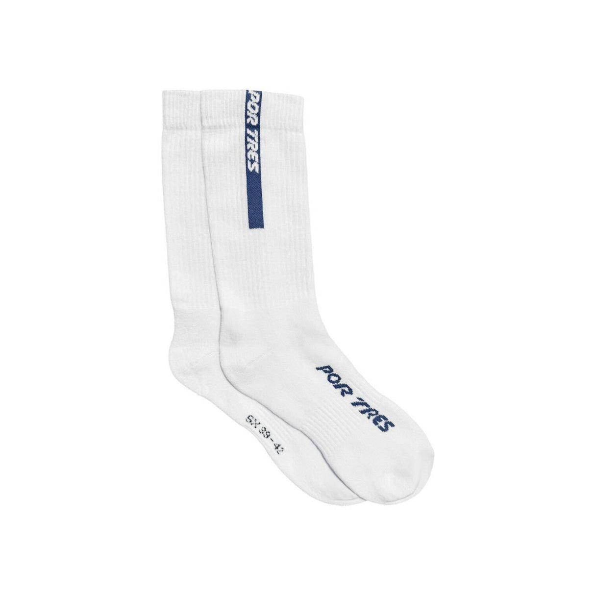 Calze lunghe Bianche con Logo Blu 100% Cotone
