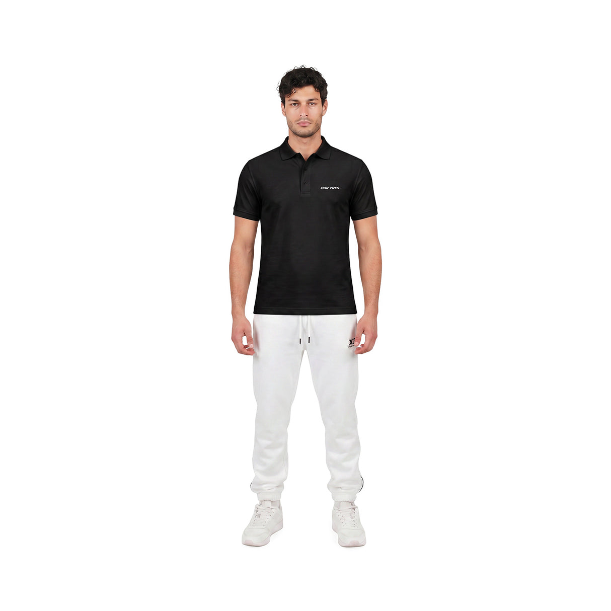 CRETA Polo unisex nero in cotone piquet