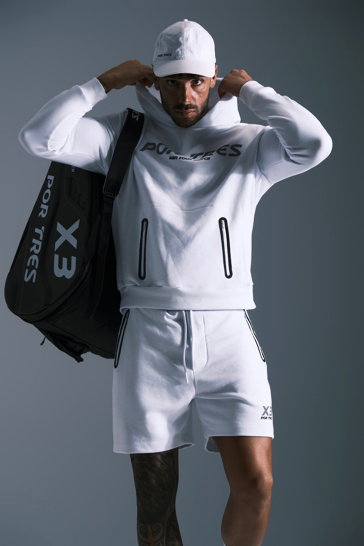 Felpa Peru' Unisex Bianca con logo Nero