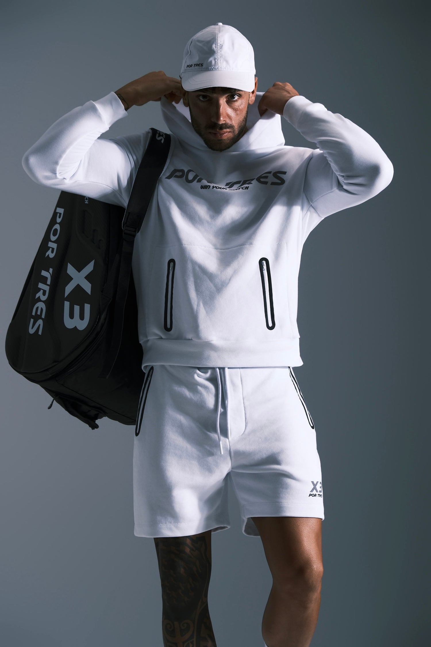 Felpa Peru' Unisex Bianca con logo Nero