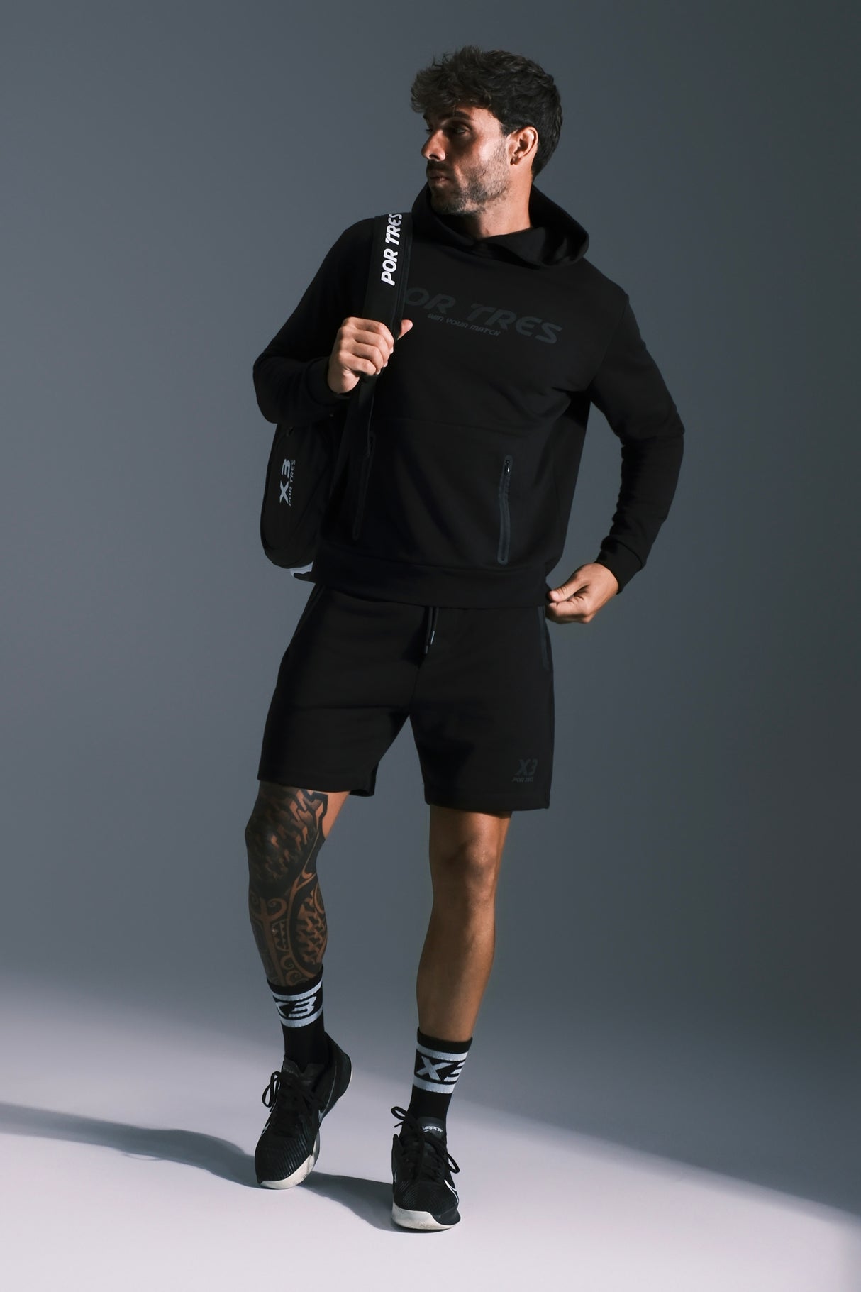 Pantaloncino Porto Rico Uomo Nero con logo Nero 100% Cotone