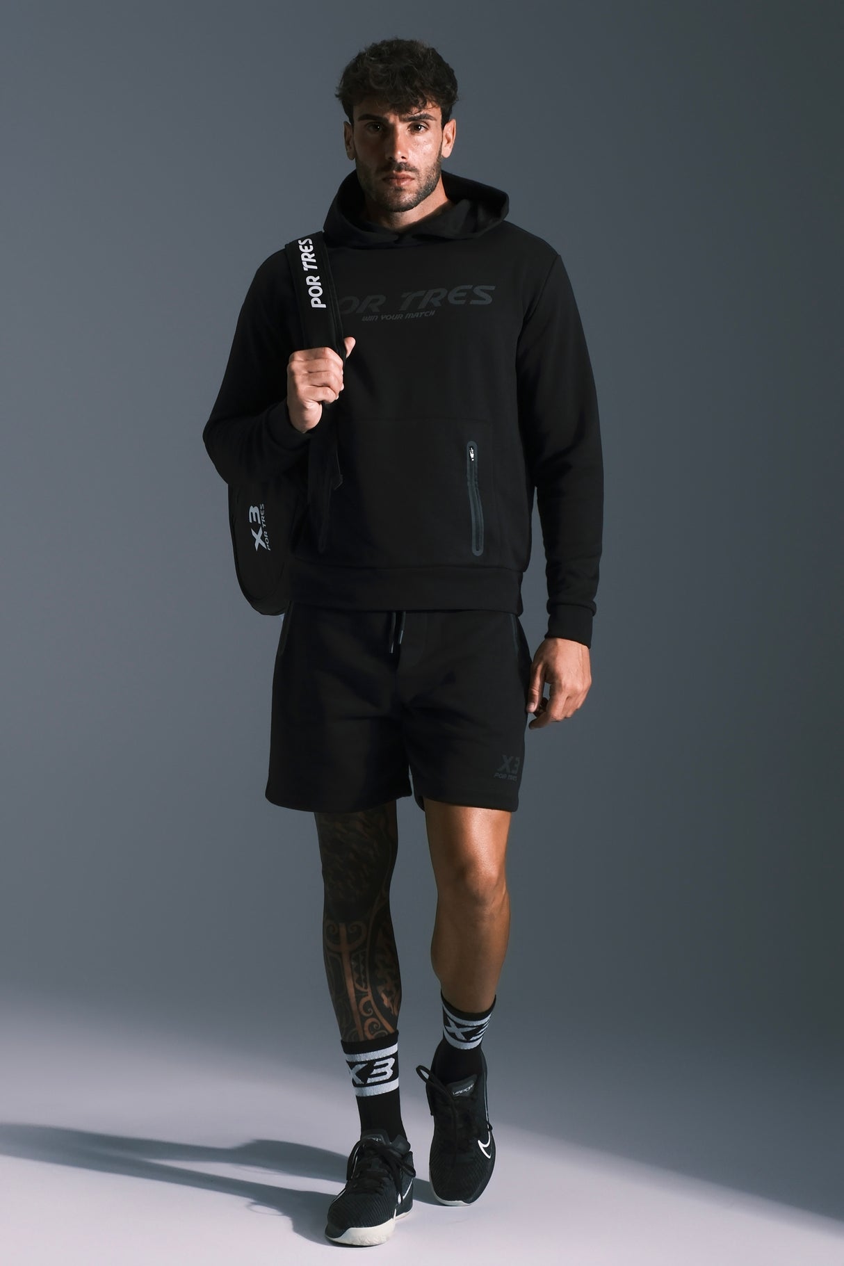 Pantaloncino Porto Rico Uomo Nero con logo Nero 100% Cotone