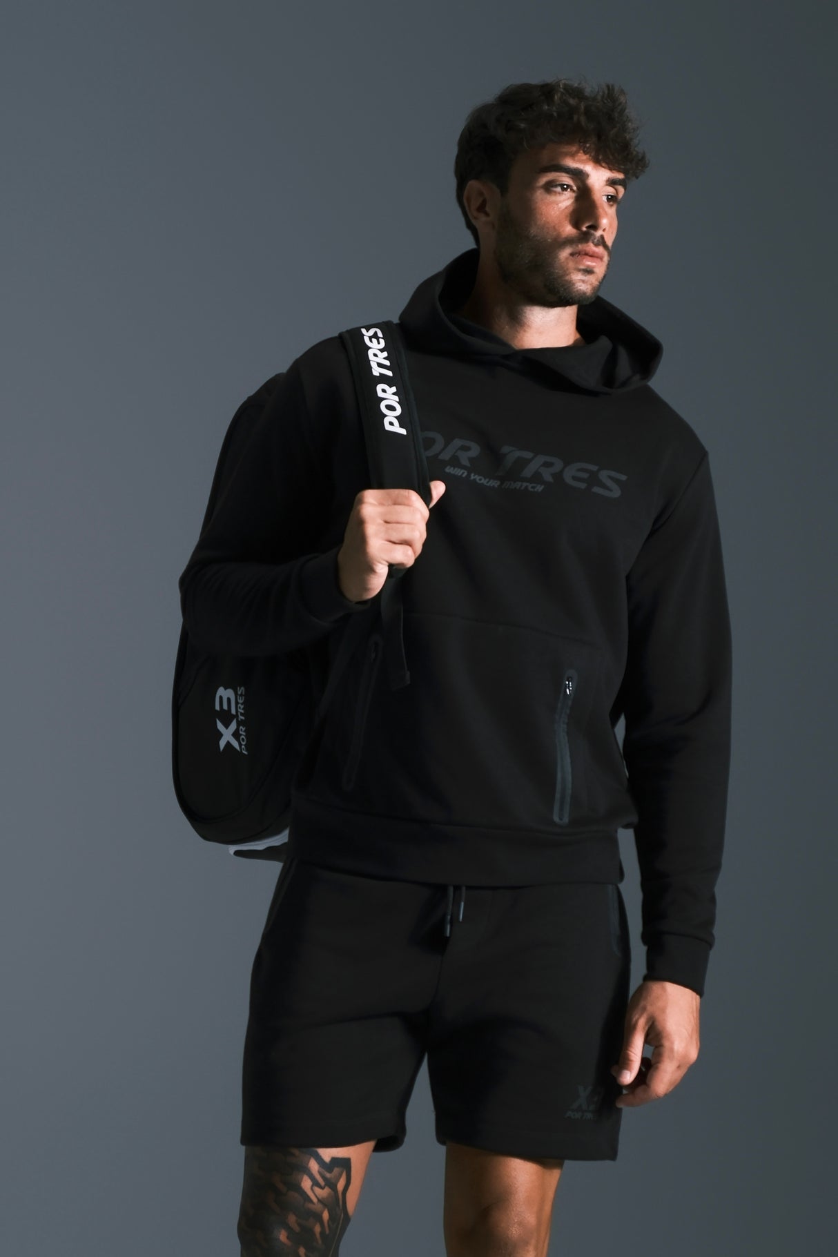 Felpa Peru' Unisex Nera con logo Nero