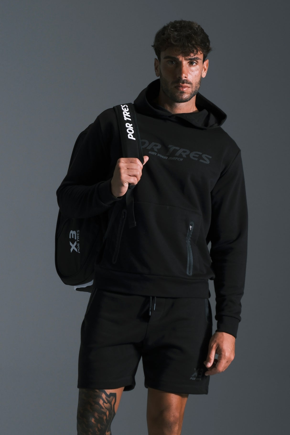 Pantaloncino Porto Rico Uomo Nero con logo Nero 100% Cotone