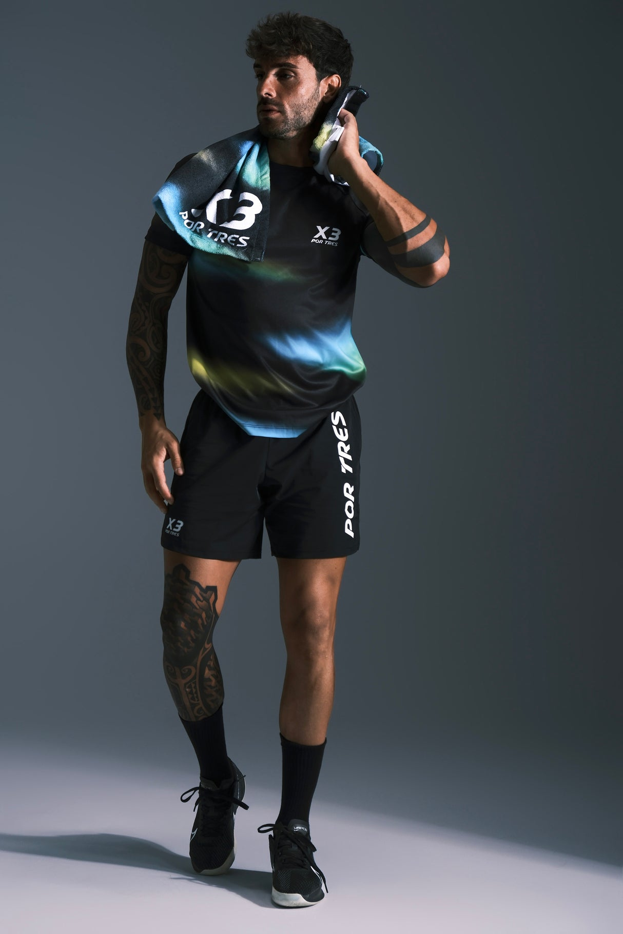 Pantaloncino Barcellona Uomo Nero logo Bianco