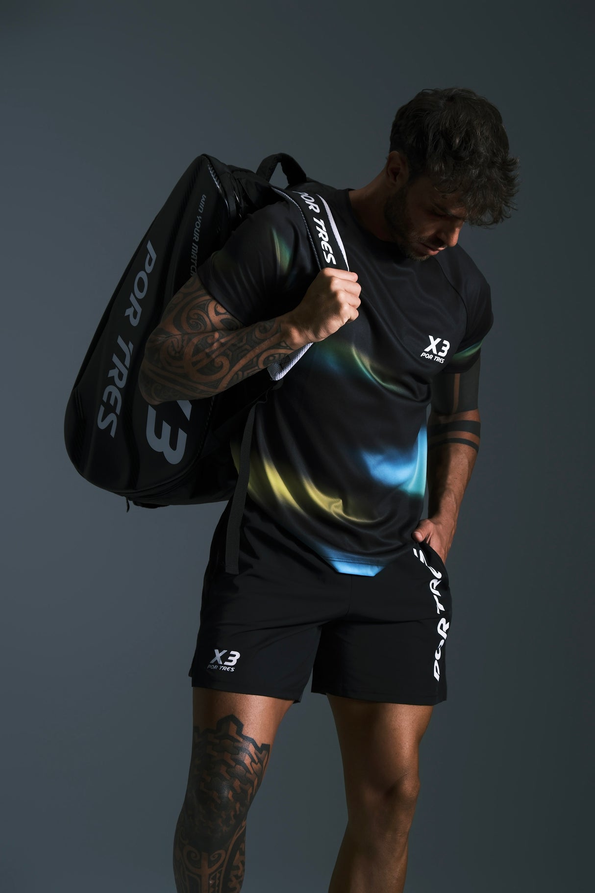 Pantaloncino Barcellona Uomo Nero logo Bianco