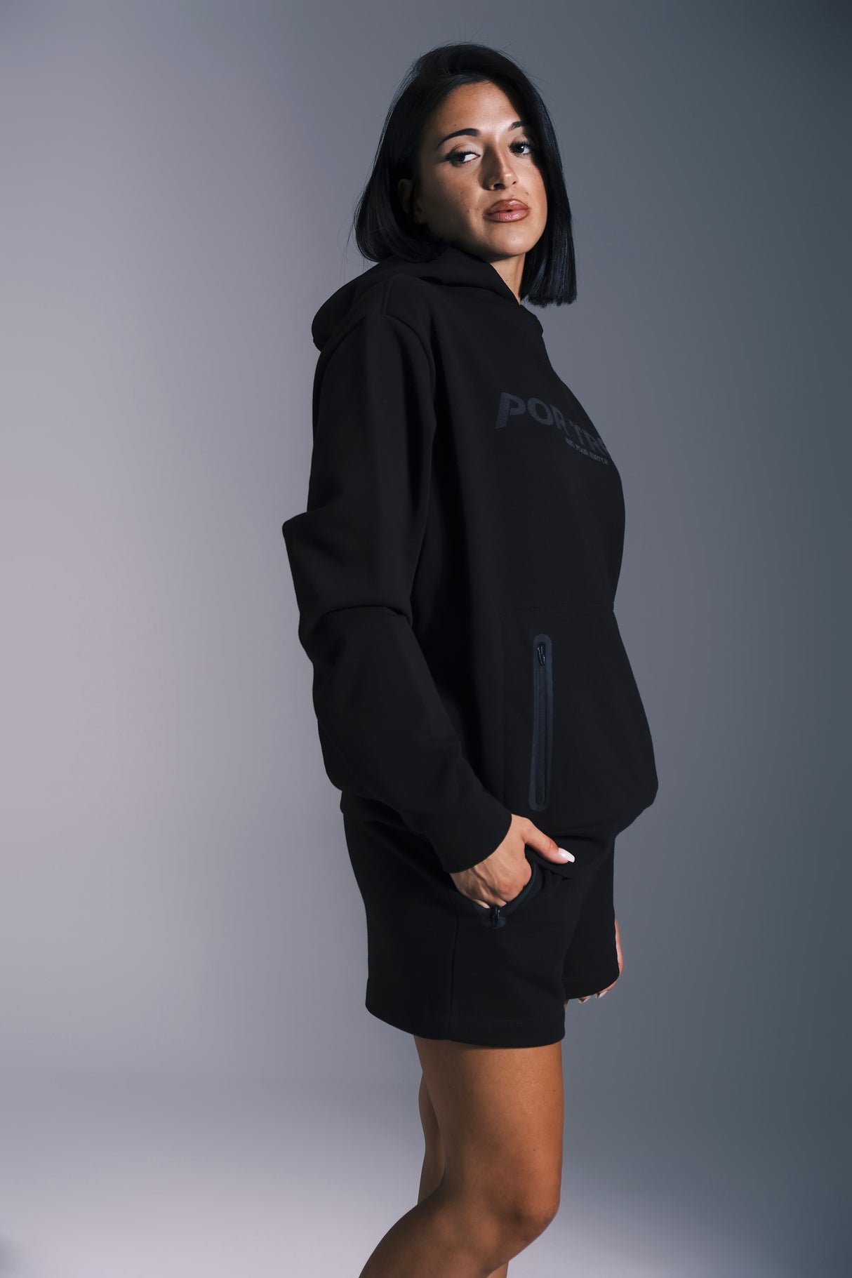 Felpa Peru' Unisex Nera con logo Nero