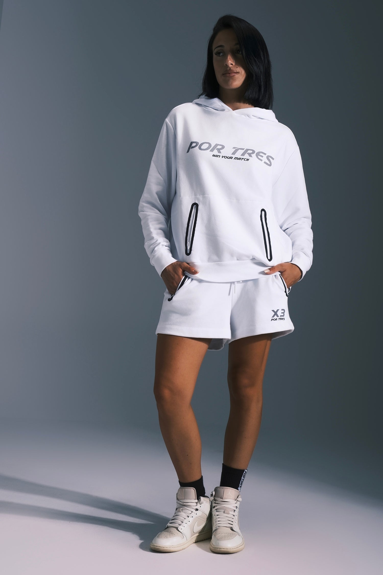 Felpa Peru' Unisex Bianca con logo Nero