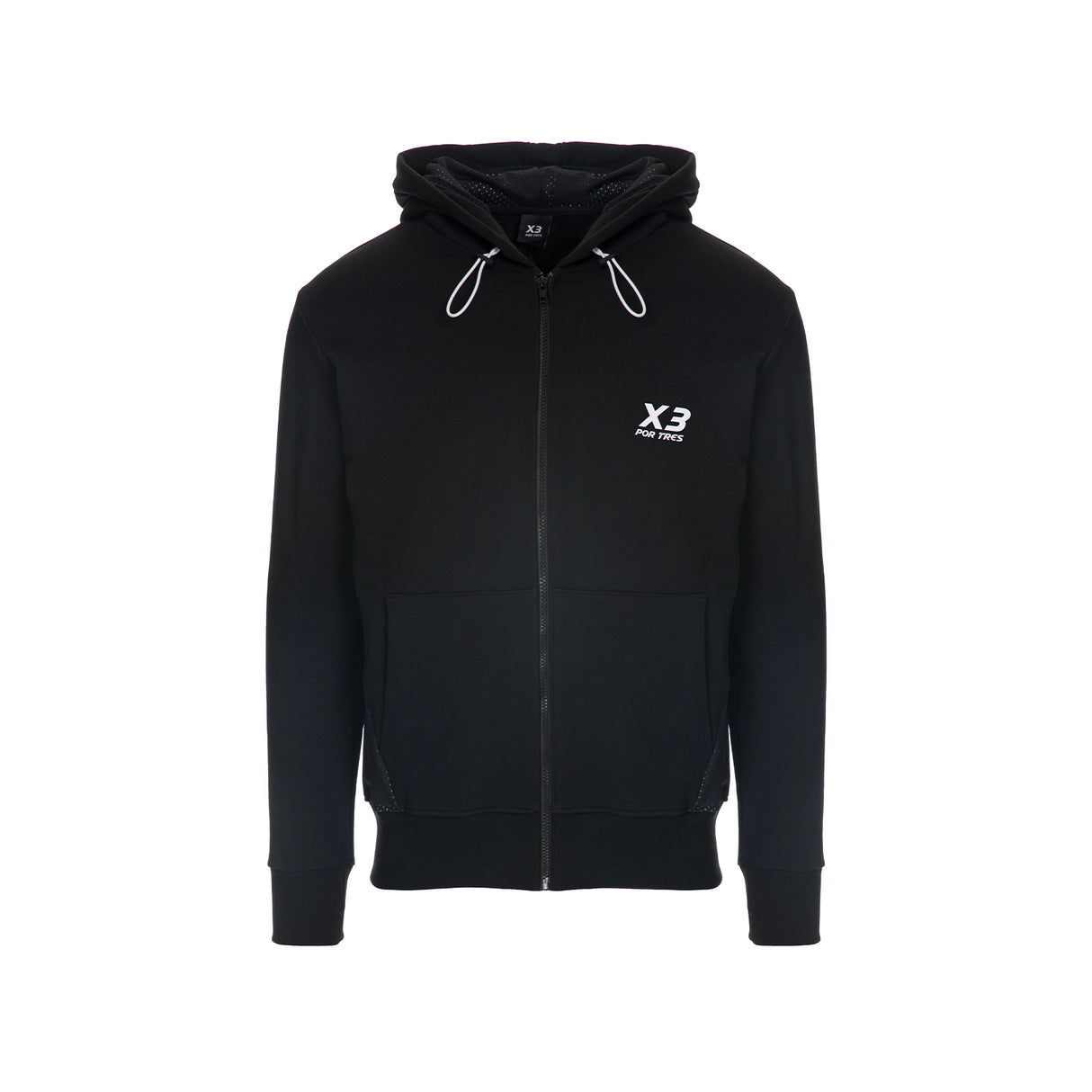 Felpa USA con cappuccio Nera con inserti Bianchi