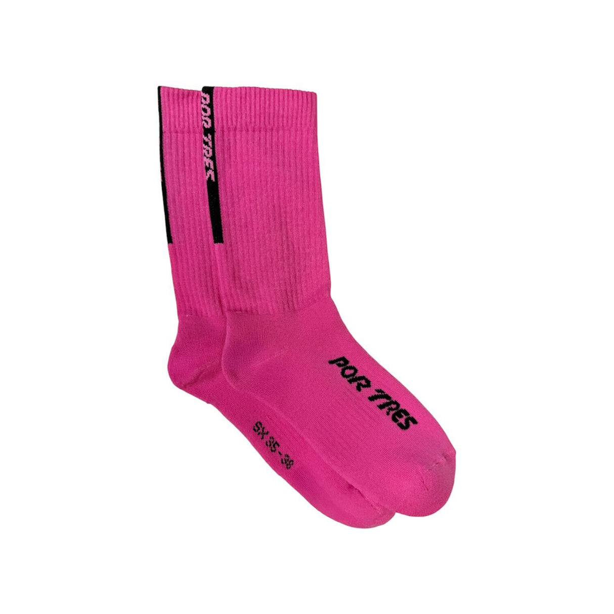 Calze lunghe Fucsia Fluo con Logo Nero 100% Cotone