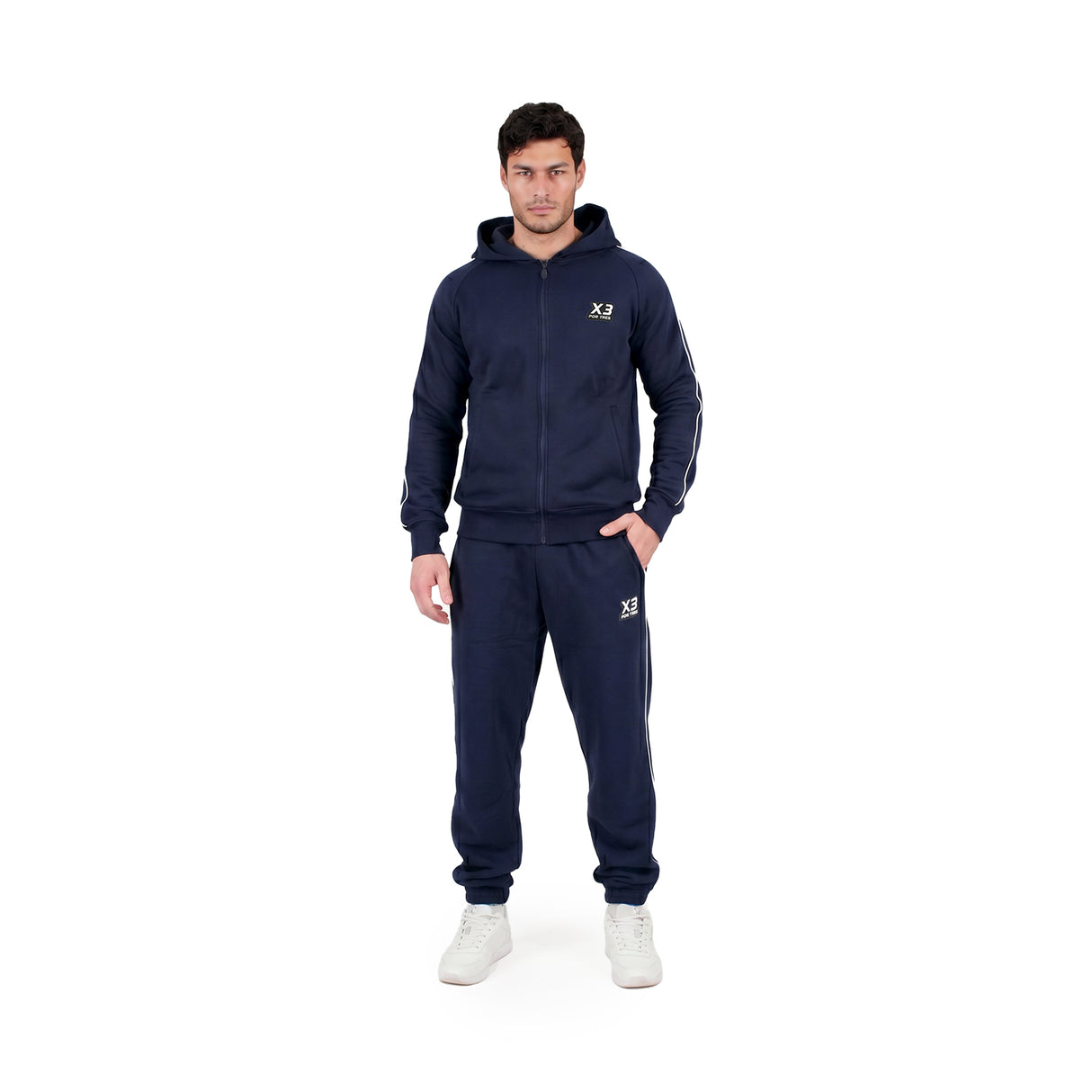 NEVADA Blu - Felpa full zip in cotone caldo
