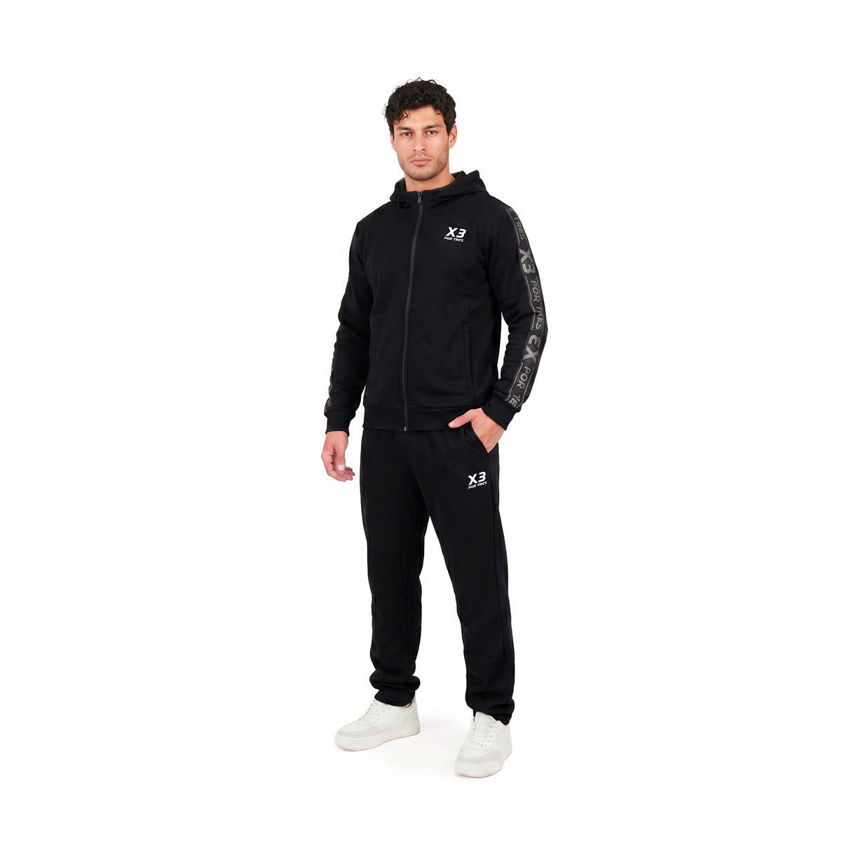 OHIO Nero- Pantalone in cotone tecnico con zip alle caviglie