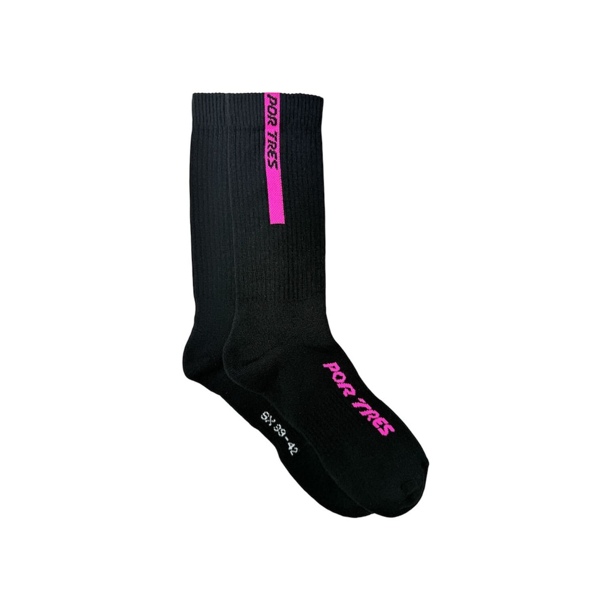 Calze lunghe Nere con Logo Fucsia 100% Cotone