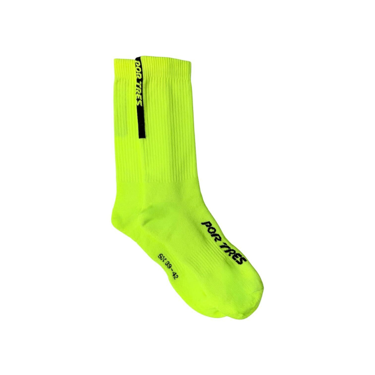 Calze lunghe Giallo Fluo con Logo Nero 100% Cotone