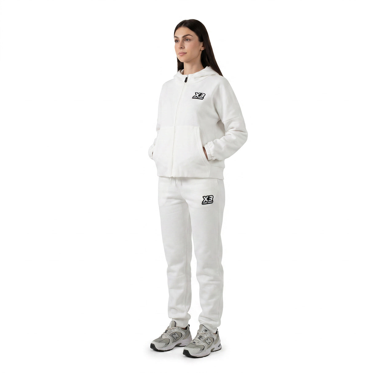 QUEBEC Off-White - Felpa donna cappuccio e zip