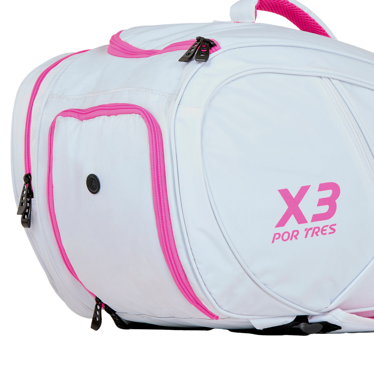 Borsone bianco logo fucsia Bahia