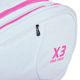 Borsone bianco logo fucsia Bahia