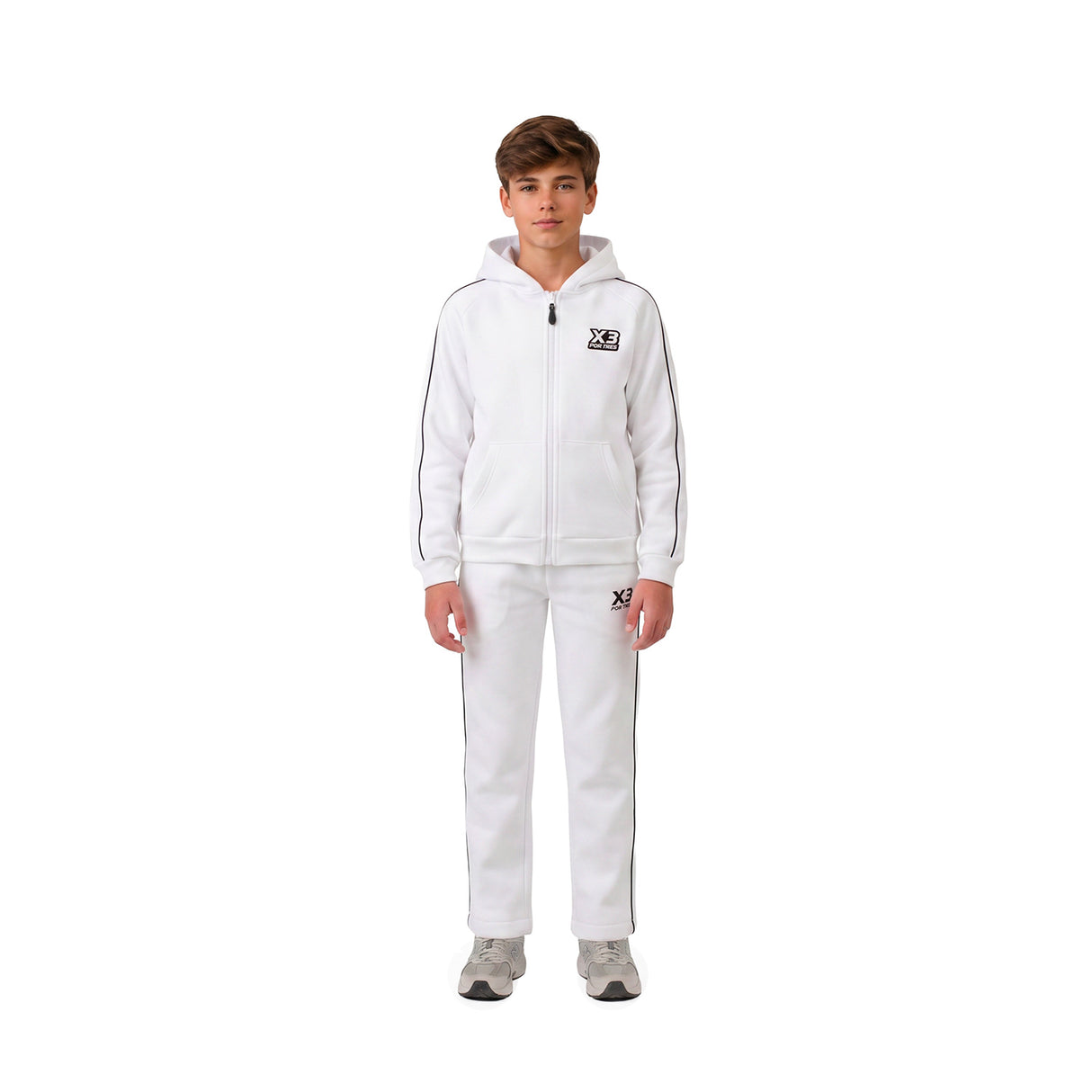 HOUSTON Bianca Felpa full zip con cappuccio
