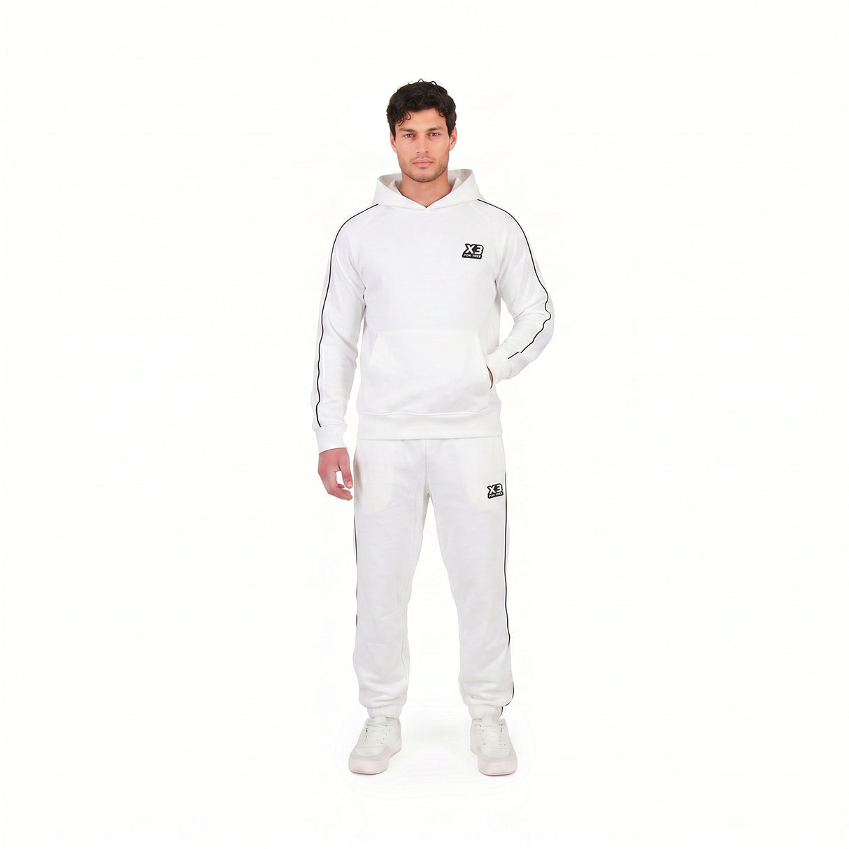 KANSAS Off White- Felpa in cotone caldo con marsupio