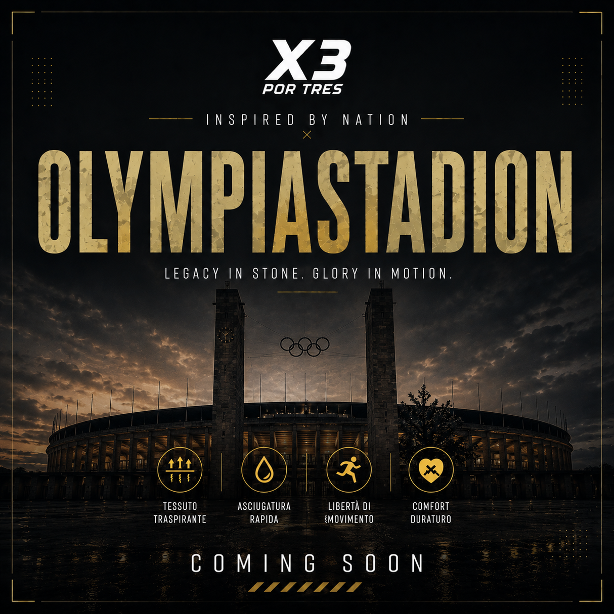 OLYMPIASTADION T-shirt Calcio Nero