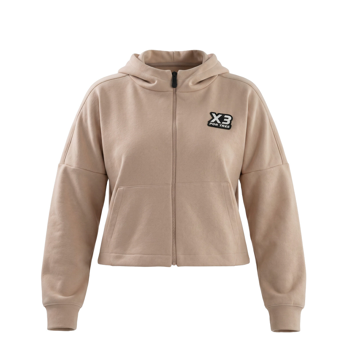 ONTARIO Beige Felpa crop donna con cappuccio