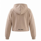 ONTARIO Beige Felpa crop donna con cappuccio