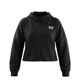 ONTARIO Nero Felpa crop donna con cappuccio