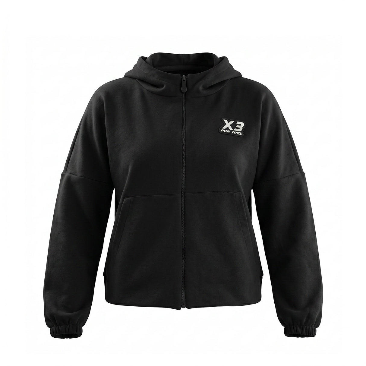 QUEBEC Nero - Felpa donna cappuccio e zip